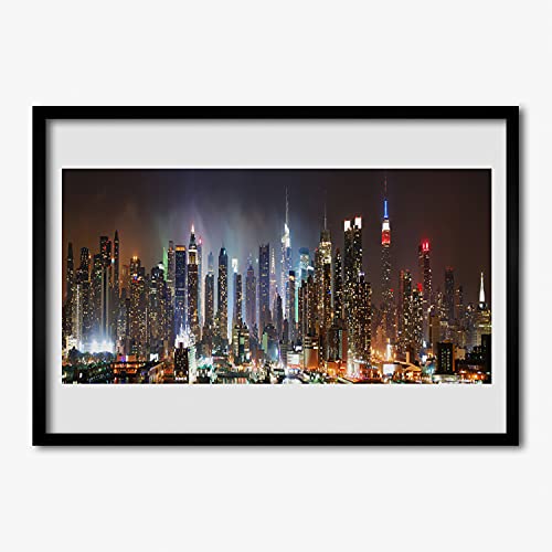 Cadre en MDF avec affiche haut de gamme New York panorama 70x50cm