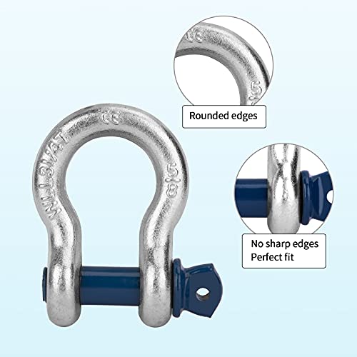 Towmavin Winch Shackles 5/8" X 3.25 Ton Shackle (4 Pack) Break Strength 38580 Lbs For Use As Sling, Towing Dragging, Off-Road Use #TOP3