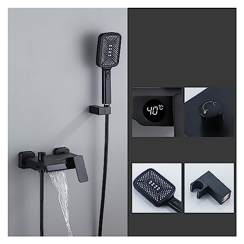 Ensemble de douche thermostatique numérique avec mitigeur cascade et robinet gris