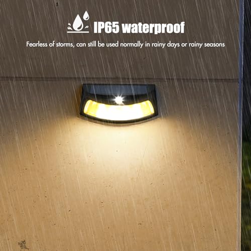 Image of Outdoor Wall Lights 2 Pack, Solar Fence Lights Porch Lights Exterior Lighting Fixtures, Waterproof Wall Sconce Black Front Door Wall Lighting