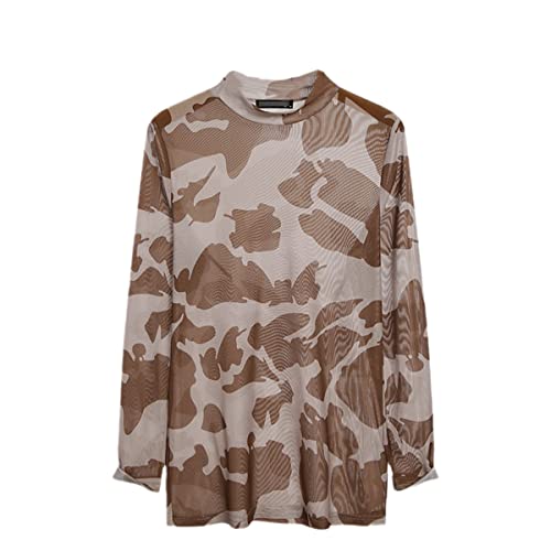 T-shirt homme en maille transparente respirante imprimé léopard manches longues confort 4XL