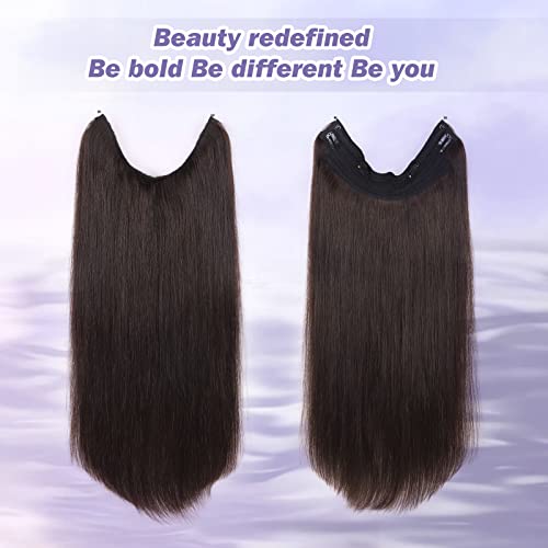 Halo Hair Extensions Real Human Hair Invisible Wire Hair Extensions With Transparent Wire Adjustable Size Removable Secure Clips In Straight Secret Hairpiece For Women（80G,16Inch Natural Black） #TOP2
