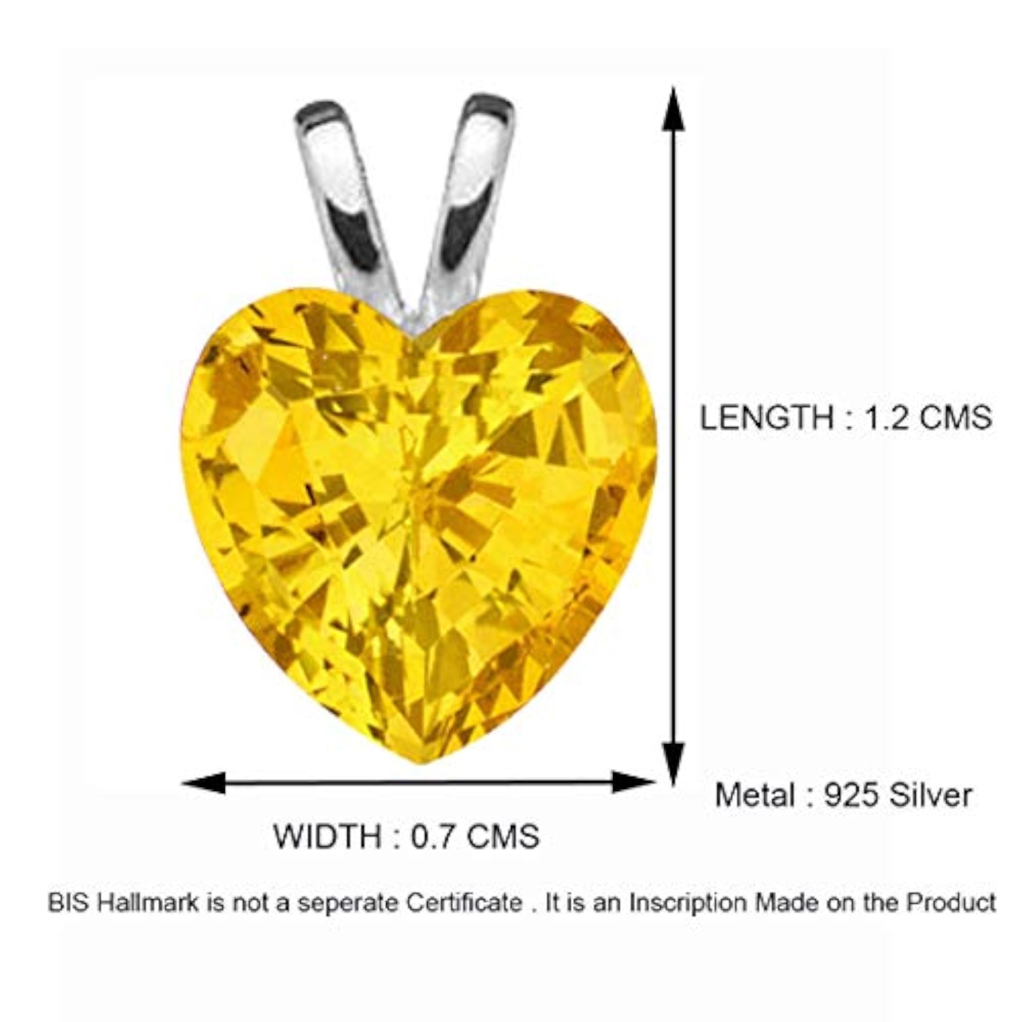 925 Sterling Silver BIS Hallmarked Pendant with Chain for Women
