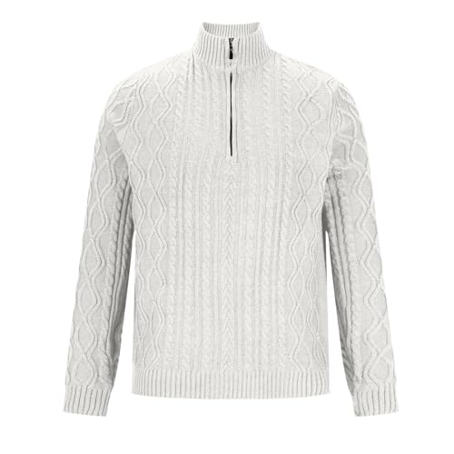 Men's Winter Cable Zipper Turtleneck Jacquard Pullover Sweater, Quarter Zip Cable Knit Sweater, Fashionable and Slim fit4