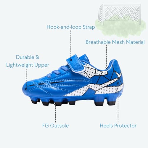 Soccer Cleats for Toddlers, Laceless Football Shoes, Outdoor Firm Ground, Little Kids & Big Kids4