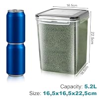 Withosent 5.2L Groß Vorratsdosen mit Deckel, 4er Mehl Behälter Luftdicht, Aufbewahrungsbox Küche aus Plastik Ideal für 4KG Zucker, Müsli, Cornflakes, Katzenfutter, mit Löffel & Etiketten – Ansicht 2