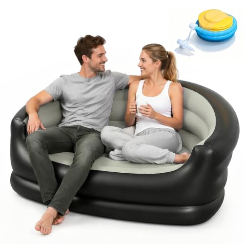 Zinueen Aufblasbare Couch, Aufblasbares Sofa Camping – 2-Sitzer Luftsofa