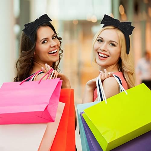 Headband for Women,WantGor Black Velvet Bow Knotted Wide Headbands Yoga Thick Hair Band Fashion Elastic Hair Accessories Vintage Turban Hair Hoops