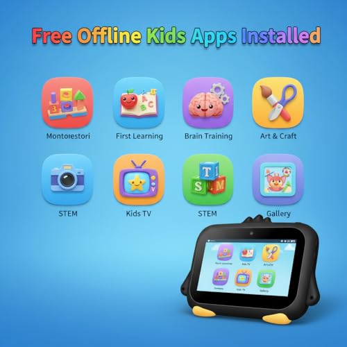 Image of Kids Android Learning Tablet | 7 inch HD Display | Pre-Loaded Learning Apps | Parental Control | WiFi | Shockproof Case | Kids Educational Smart Tablet | Ideal for Ages 3-10 (Black)