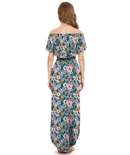 Image of LILBETTER Womens Off The Shoulder Ruffle Party Dresses Side Split Beach Maxi Dress