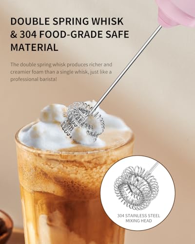 Miniatura 4 de Circle Joy Espumador De Leche Recargable Hanheld, Espumador De Café Eléctrico, Espumador De Mano Portátil, Mezclador De Bebidas Para Matcha Lattes Capuchino, Regalos De Cocina, Rosa