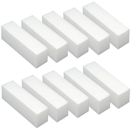 Lote de 10 bloques de limado Oerity para uñas de acrílico, color blanco