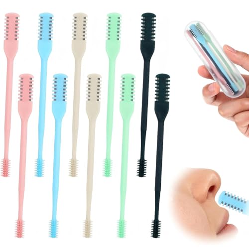 Kismiger 10-Pack Nose Hair Trimmer for Men 2-in-1 Nasal Hair Cutter Sticks Double Sided Nose KnifePortable 360 Rotating Manual Nose Hair Cutter for Women and Men