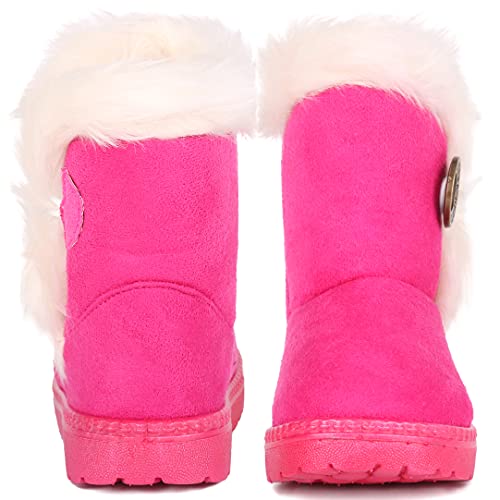 image for Femizee Toddler Girls Boots Warm Winter Snow Boots for Kid Boys Flat B