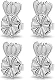 2 Pairs Earring Backs for Droopy Ears,Adjustable Crown Large Earring Backs for Heavy Earring,18K Gold Plated Hypoallergenic Earring Lifters Secure Earring Backs for Studs(WhiteGold)