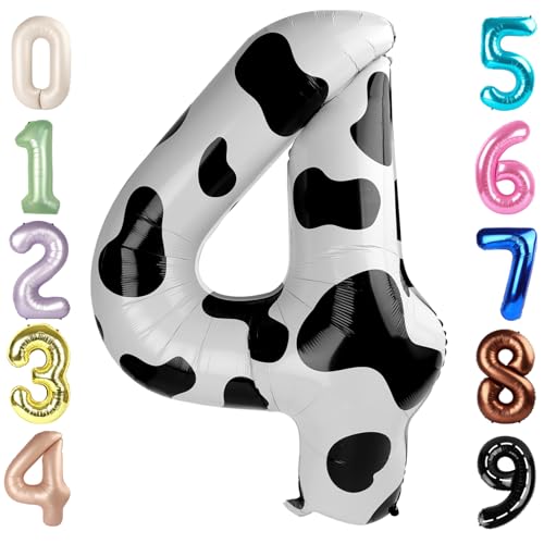 40 Inch Large Numbers Balloon, 4 White Black Ballon for 4th 14 40 44 Birthday Party, Balloon 4 Number for Graduations Wedding Supplies