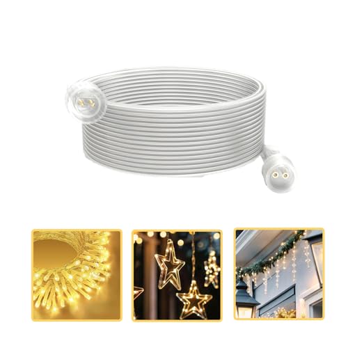 cshare Extension Cords for String Lights Inflatable Decorations, 2 Pin 32.8FT Outdoor Extension Cable Waterproof for Class2 Power Adapter Solar Pannel Holiday Transparent