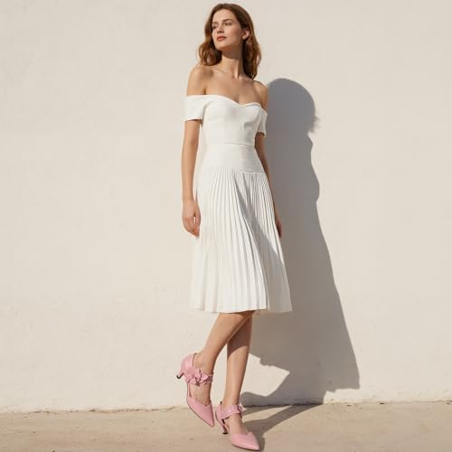 Image of Pointed Toe Low Kitten Heels Women Ankle Strap Slip on Pumps | Closed Toe, 2.2 Inch short heels,Synthetic Upper /Suede,Bridal Dress Shoes - 8 Colors, Wedding, Party and Formal Events