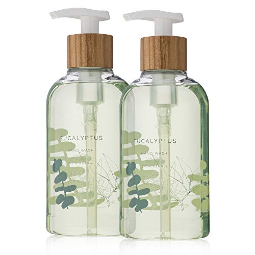 Thymes - Eucalyptus Hand Wash with Pump (2-Pack) with Free Olive Leaf Sample Pack - Hydrating Liquid Hand Soap with Soothing Aloe Vera - 8.25 oz