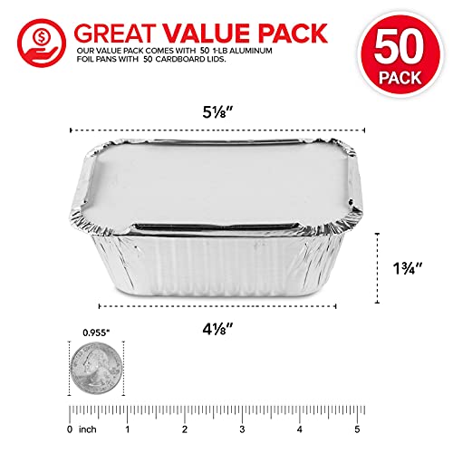 Stock Your Home 2100 Small Aluminum Pans Take Out Containers (50 Pack) 50 Foil Oblong Pans And 50 Cardboard Lids thumb #2