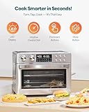 28QT Air Fryer Toaster Oven Combo, Large 12-in-1 Convection Countertop Oven with Next-Gen HeatWave Convection, 3-Layer Cooking, Rotisserie for Chicken, Fits 11" Pizza, Full Accessorie, Stainless Steel