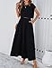 HangNiFang Summer Skirt Sets Women 2 Piece Outfits Cap Sleeve Top Elastic Waist Maxi Dress Sets with Pockets(1218-Black-S)