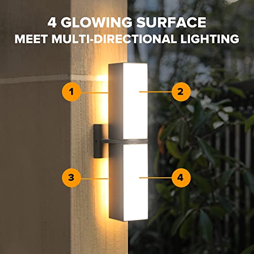 Lutec Cuba 3000K 2000Lm Led Porch Wall Light Outdoor, Modern Exterior Lights Fixture, Waterproof Wall Lamp Sconce Outside For House, Patio, Home, Entryway-Grey #TOP2