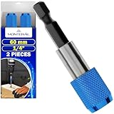 2 Stück Bithalter Magnetisch 1/4 x 60 mm mit Aluminium Bit Blocker - Bit Halter Universal für Bohrmaschine und Akkuschrauber - Hergestellt aus Chrom-Vanadium-Stahl - MONTERAL