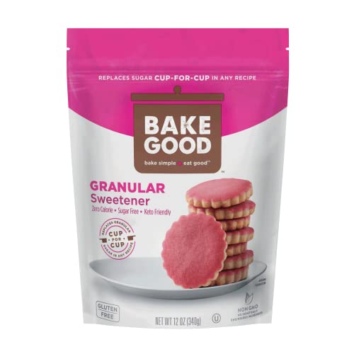 BakeGood Granular Sweetener 1-to-1 Substitute for White Sugar, Zero Calorie, Keto Friendly, Sugar Free, Non-GMO, Gluten Free, 12 ounces