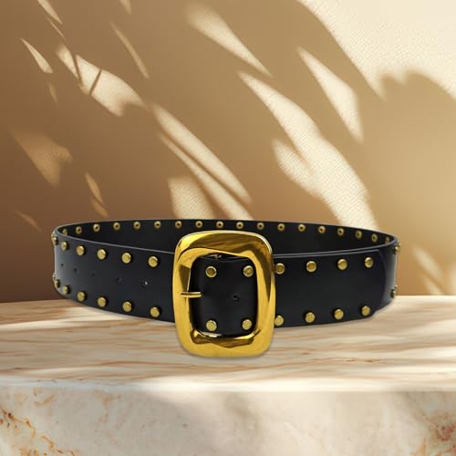 Grommet Waist Belt Punk Eyelet Charm Wide Chain Trendy Grunge Buckle Modern Waistband Waist Chain Studded Belt4