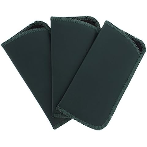 3 Pack Faux Leather Eyeglass Slip Case, Fits Medium to Large Frames, Hunter Green Cover