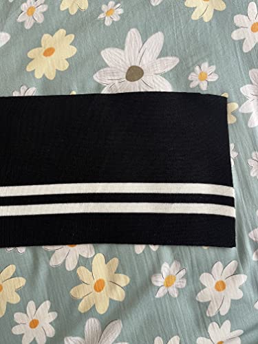 Image of TinaKim Ribbing Knit Fabric, for Waistbands Collar Cuffs Sewing Material (White and Black, 40x6in)