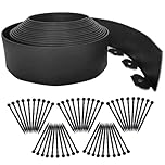 10M Garden Edging Borders,Lawn Edging Border[Extra Tall 4IN High] with 50pcs Stakes Flexible Landscape Edging Kit,Mini Plastic Fence for Yard,Landscaping,Flowerbeds,Grass,Tree-Black