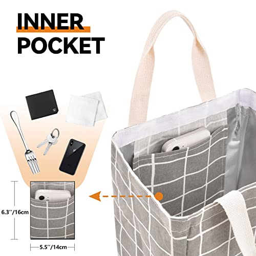 Homespon Reusable Lunch Bag Insulated Lunch Box Canvas Fabric With Aluminum Foil, Lunch Tote Handbag For Women,Men,Office #TOP2