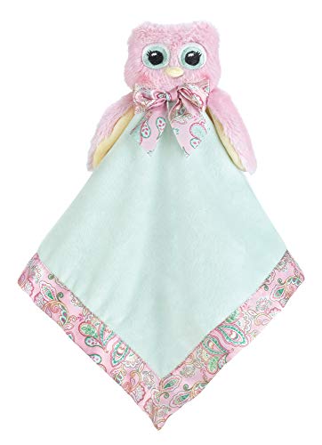 Bearington Baby Lil' Hoots Snuggler, Pink Owl Plush Stuffed Animal Security Blanket, Lovey 15" #TOP26