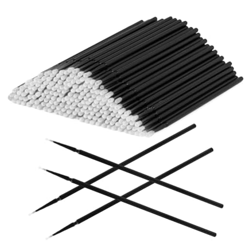 LOPHE Microcepillos Aplicadores, 200pcs Mini Cepillo de Micro, Herramienta de Injerto de Pestañas, Varitas Desechables para Limpieza Extensiones de Pestañas, Micro Cepillos Microbrush (Negro)