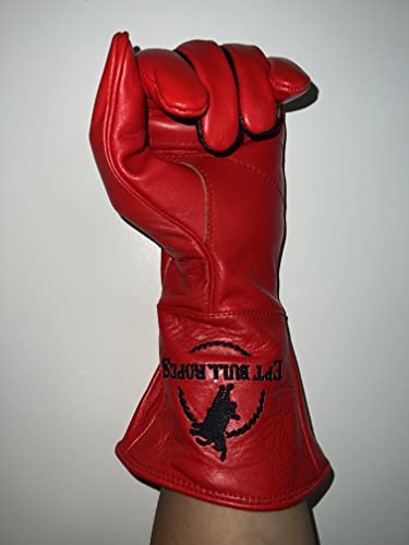 Ept Bull Ropes Bull Riding Glove Youth Left Hand Red & Black Leather Sz: 6.5 Lh #TOP2