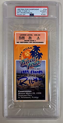 Richard Hamilton Autographed 1999 Final Four 4 Championship Signed Basketball Ticket Stub Uconn Vs Duke Auto Graded Psa Dna 10 65798911 #TOP24