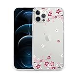Sephonie Kirschblüten-Schutzhülle für iPhone 12 Pro Max (6,7 Zoll), Sakura-Blumenmuster, klares, schlankes mädchenhaftes Design, schützende Harte PC-Rückseite mit stoßfester, weicher