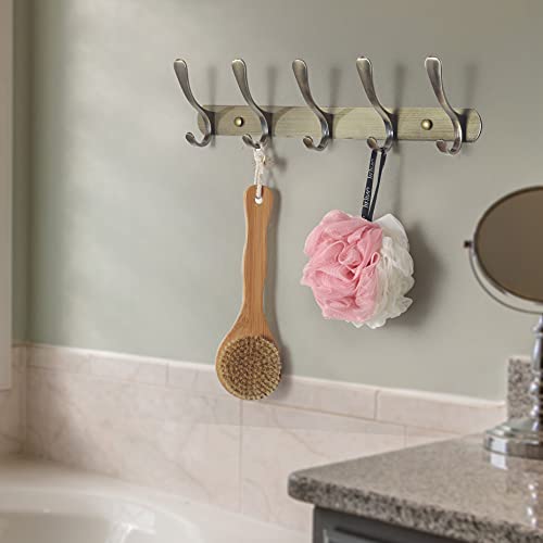 Skoloo Coat Rack Wall Mount - Modern, Metal Wall Coat Rack With 5 Hooks, Sturdy Wall Hook Rack Rail For Hanging Coat, Jacket, Clothes, Hat, Bronze #TOP6