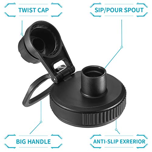 Spout Lid for Hydro Flask Wide Mouth Sport Water Bottles, Replacement Lid Accessories for Hydro Flask Chug lid with Big Handle Easy to Carry, Fits Most Wide Mouth Bottles - Thumbnail 2