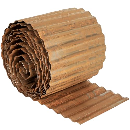 Worth Pre-Rusted Wide-Corrugated Garden Edging, 8" x20Ft Sturdy Steel Lawn
