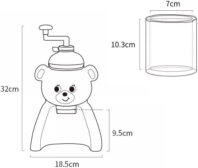 Electric Ice Breaker Bear Shaved Ice Maker Home Small Hand Curved Cute Smoothie Machine Manual Ice Breaker Children Hail Ice Cream Machine Soft Ice Cream Food Processor (Color : Giallo)