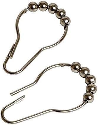 Shower Curtain Hooks Decorative - Squeeze to Open & Close Ring - 12PK - Won't Fall Off the Rod - Rustproof - Free Bathroom and Shower Remodeling Ideas E-book Bonus.