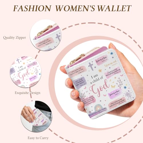 Image of Christian Wallet for Women, PU Leather Accordion Wallet, Zipper Coin Purse | Women's Cute Christian Accordion Wallet, Credit Card Holder with 1 ID Window 14 Card Slots, Gift for Wife Daughter Ladies
