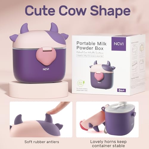 Image of NCVI Baby Formula Dispenser On The Go, Formula Container To Go, Formula Holder for Travel, Outdoor Picnic with Baby Infant, Portable Container for Milk Powder, Snacks, Candy, Fruits (Purple)