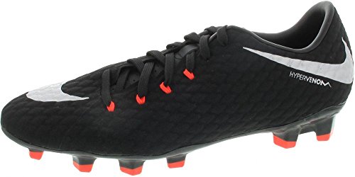 Nike Hypervenom Phelon III FG, Chaussures de Football Homme, Noir (Black/Metallic Silver-Black-Anthracite), 44.5 EU