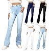 Jeans Donna Vita Alta Autunno Invernali Jeans Elasticizzati Donna Largo Tinta Unita Pantaloni a Palazzo Semplice Casual Morbido Comodo per Vacanze, Ufficio, Casa o Sport