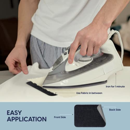 Johnson & Smith Iron On Patches - 14-Piece Iron On Patch for Clothing, Pants Repair - Adhesive Fabric Patches in 2 Shapes - Easy to Use, No Sewing Needed - Cool Rectangle and Round Patches – Black