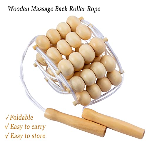 Wood Back Massage Roller Rope Tool, Wood Therapy Cellulite Massage Tools, Maderoterapia Colombiana, Lymphatic Drainage, Portable Wooden Self Massager For Neck Leg Back Muscle Pain Relief(47.2Inch) #TOP6